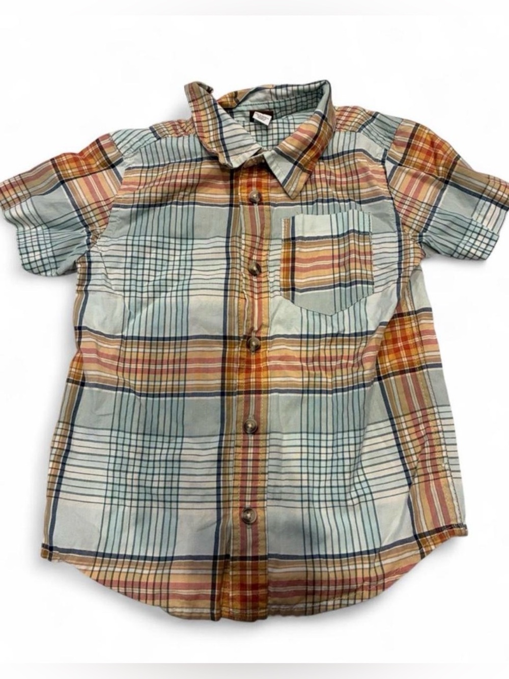Tea Collection Madras Style Plaid Button Down Shirt Size 4